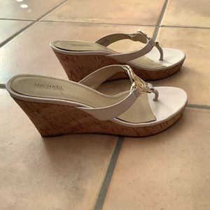 Micheal Kors white wedge thong sandal